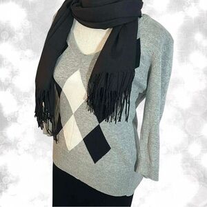 Y2K School Girl H&M Grey Argyle Sweater